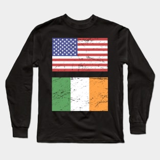United States Flag & Republic Of Ireland Flag Long Sleeve T-Shirt
